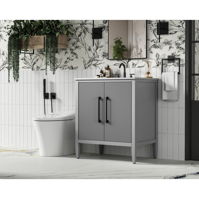 Meuble-lavabo simple 30 po, Gris