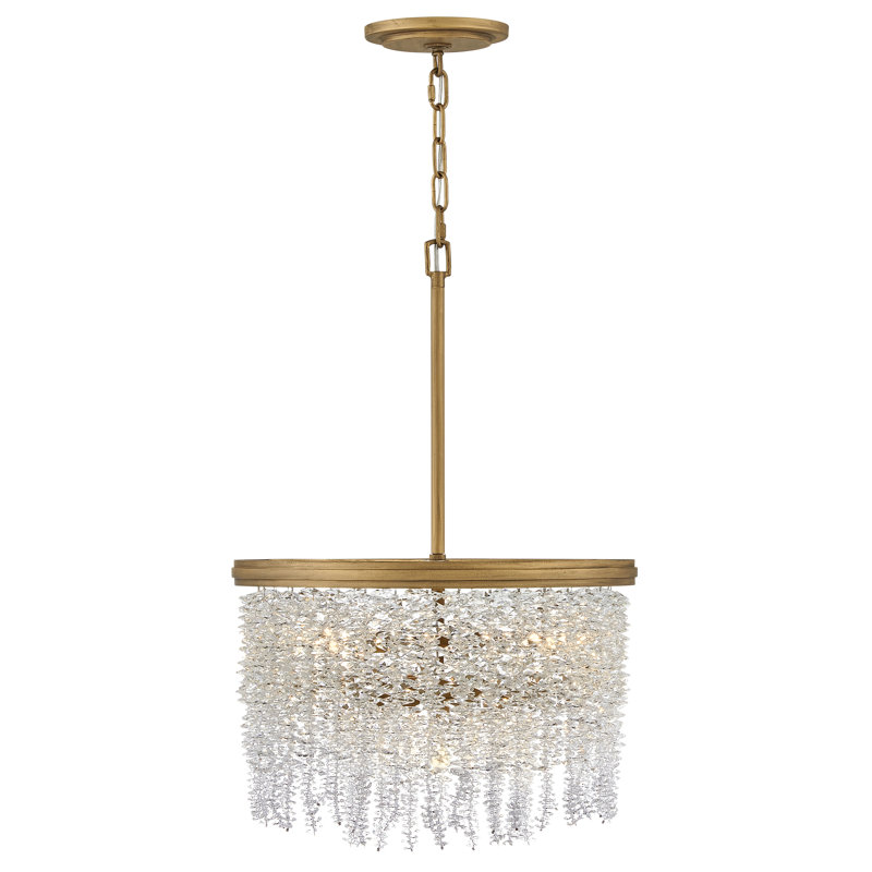Rubina 18" Four-Light Semi-Flush Mount Chandelier w/ Hand-Strung Crystal Strands