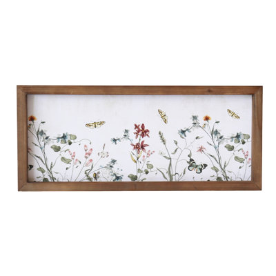 Panneau en bois à imprimé floral blanc 18 po