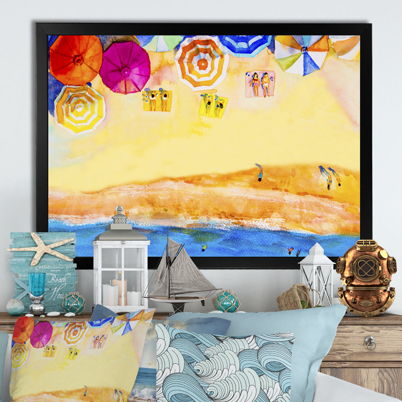Aérien, plage de Miami pastel, reproduction de cadre flottant sur toile, H 8 po x l 12 po x P 1 po, Cadre noir