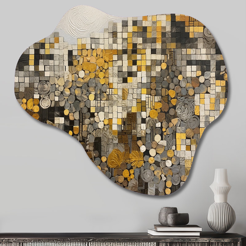 Yellow And Cream Bohemian Medley II - Cloud Boho Mosaic Metal Wall Art, Asymmetrical Metal Wall Sculpture Print