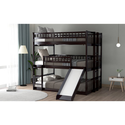 Solid Wood Triple Bunk Bed In , Maximize Bedroom Storage Space -Over-Full Bed, Strong And Stylish Build