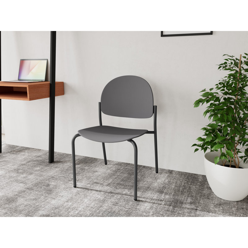 Chaise d'invité sans accoudoir Chat Chat, Gris anthracite, Flint Grey Poly