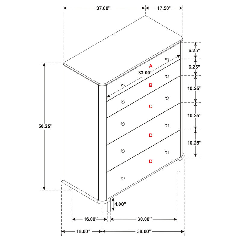 Ensemble de chambre avec grand lit 5 pièces Anser, Grand lit