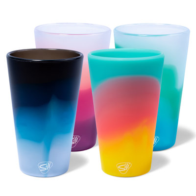Silipint: Verres à pinte en silicone: paquet de 4 - aurore, rayon de lune, soleil du désert, air des montagnes - incassable