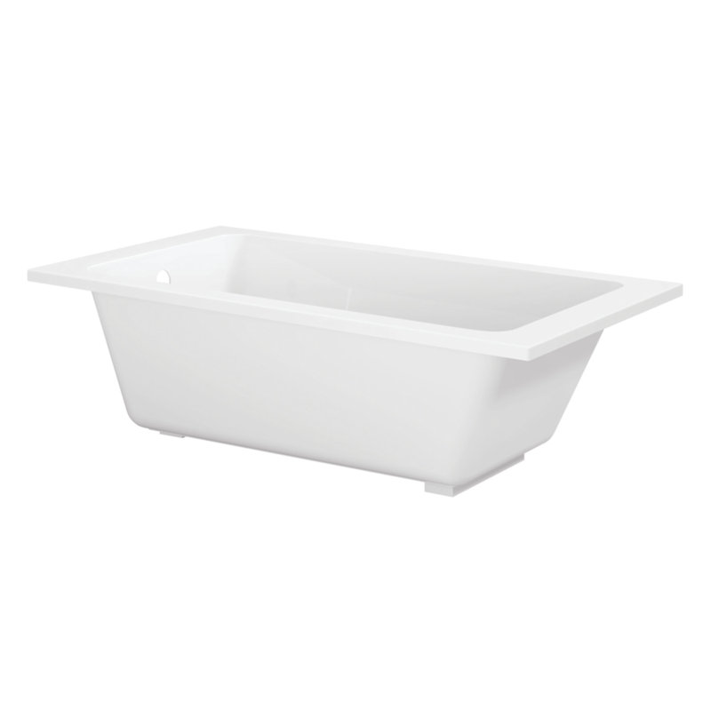 Kingston Brass Aqua Eden 60-Inch Acrylic Rectangular Drop-In Tub with Anti-Skid Surface