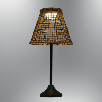 Stylish Solar Wicker Floor Lamp, Oak, 12.6 in Diameter x 25.2 in Height | IP65 Weather Resistant, 1 x 2 4W Integral LED (3000K, 80 Lm) | Assembled & Perfect for Indoor/Outdoor Ambiance