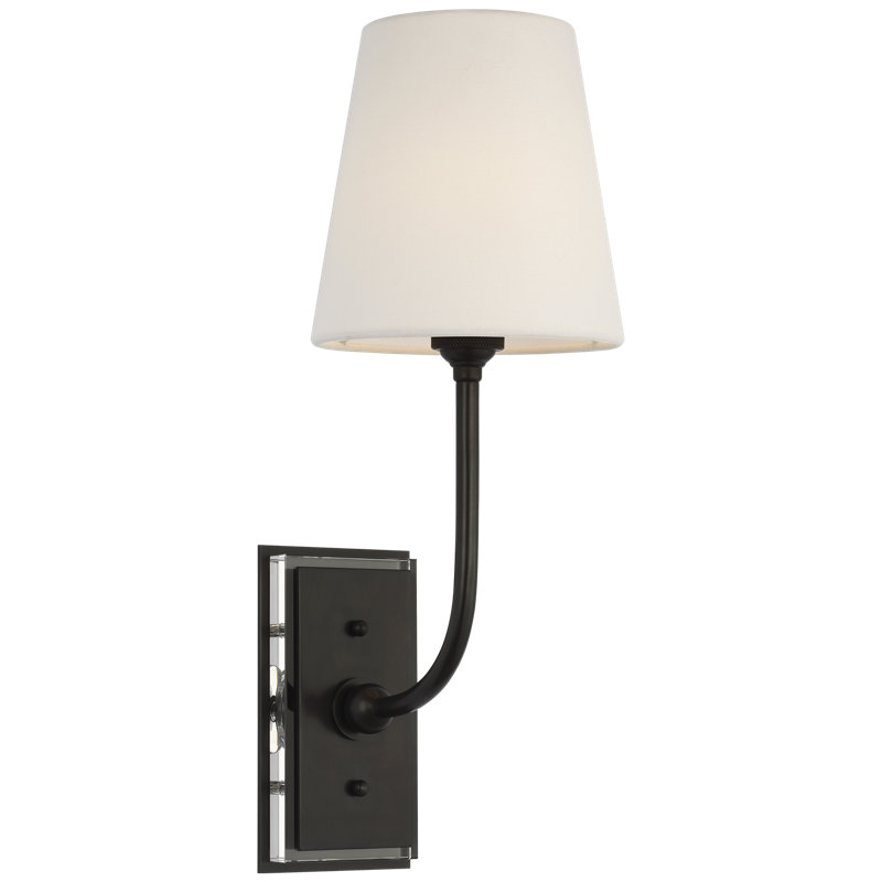 Thomas O'Brien Hulton 17" Cordless Single Sconce with Linen Shade, Bronze