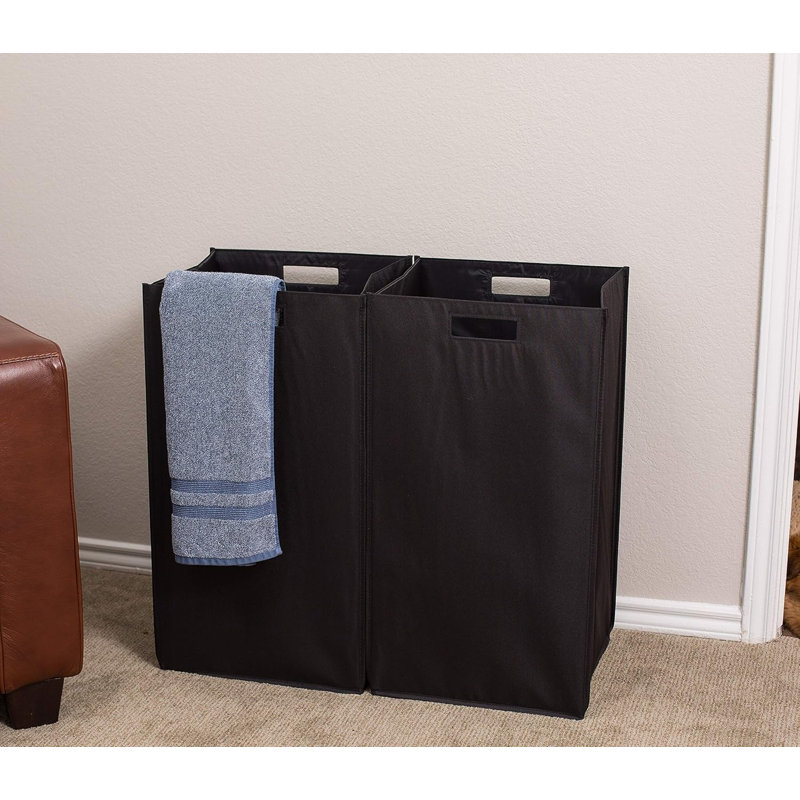 Internet's Best Collapsible Laundry Hamper - Set Of 2 - Dirty Clothes Sorter With Handles - Magnetic Side - Easy Storage - Folding - Black