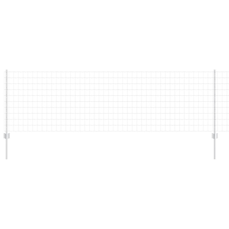 Vidaxl Fence With Posts Steel, 80cm H x 1000cm W x 2.7cm D, Silver