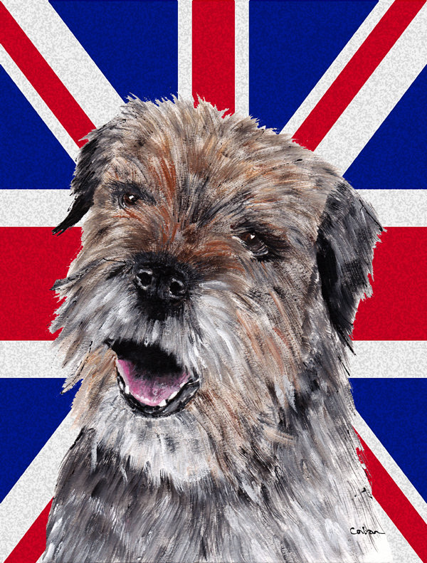 Drapeau de jardin 2 côtés english union jack, Terrier-border (gris)