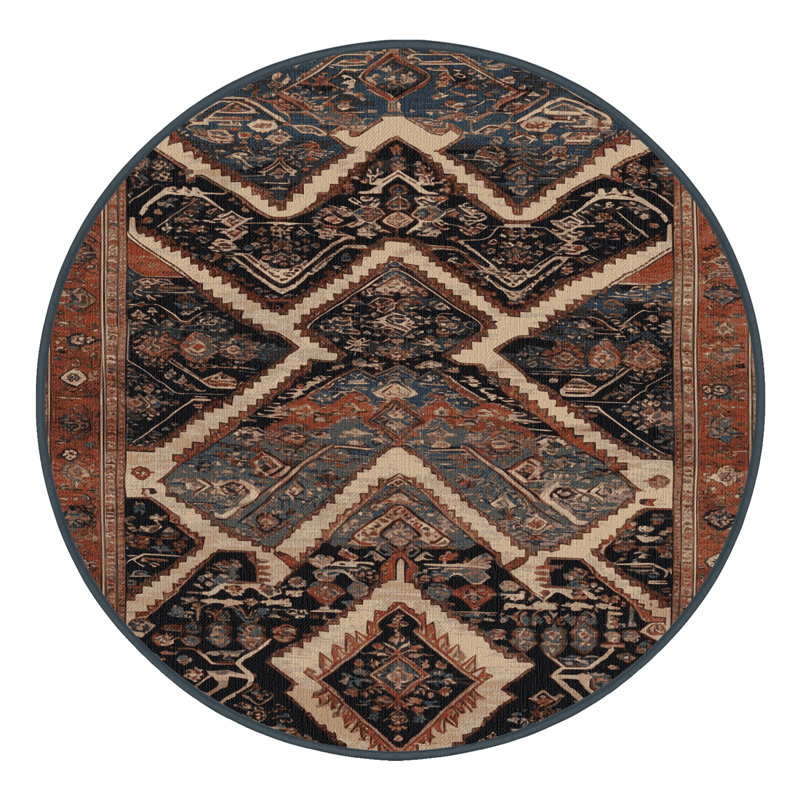 Tapis brun lavable à la machine, Rond 5 pi