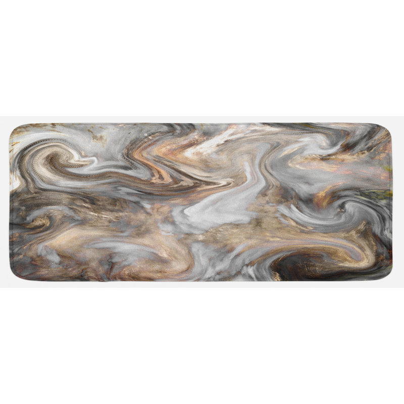 Tapis de cuisine gris pâle de couleur rétro à motif marbling