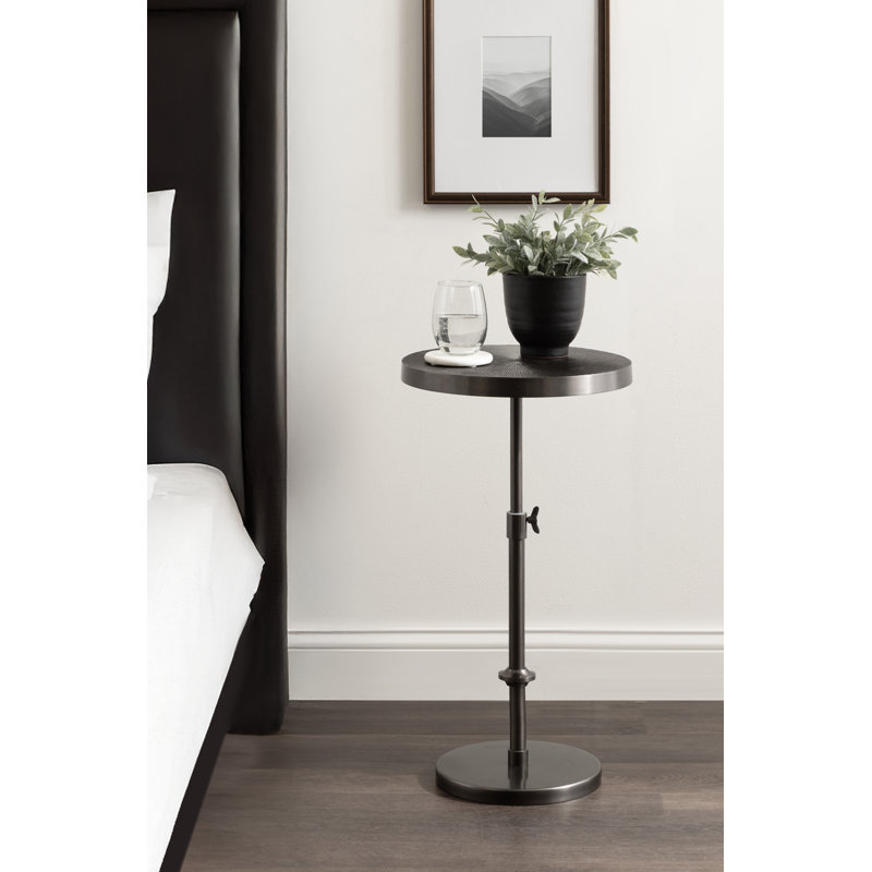 Table piédestal en métal Traditional, H 30 po x l 14 po x P 14 po, Plateau gris / base grise