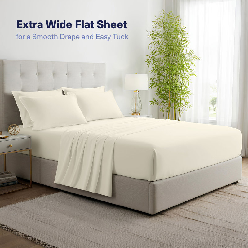 Bedroom 100% Organic Viscose From Bamboo Sheets Set, 300 Thread Count, Cooling Bedding Sheets for Hot Sleepers, Flat, Fitted, Pillowcase