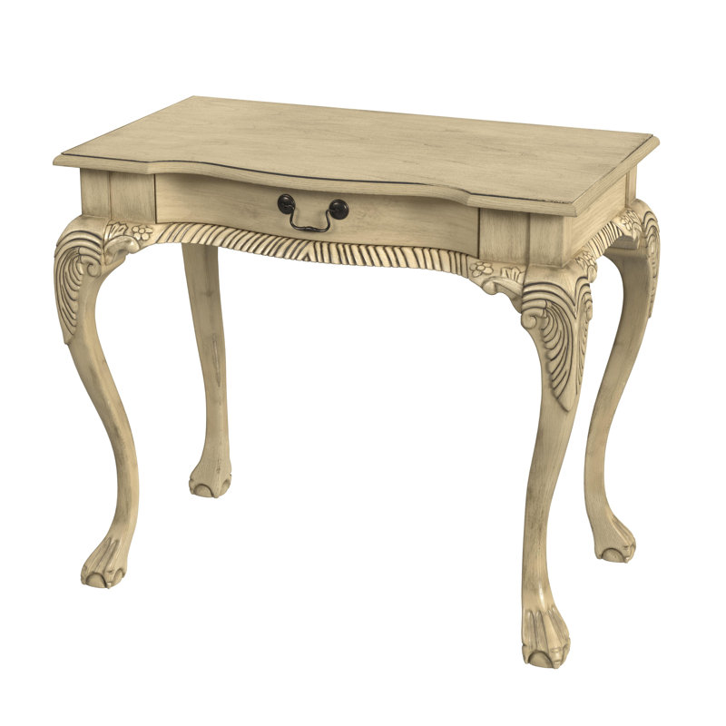 Bureau d'écriture traditionnel à 1 tiroir Yuliya, Beige antique