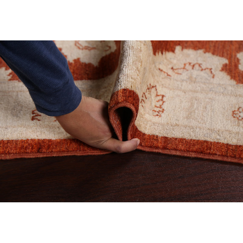 Tapis de couloir unique en laine noué à la main nouvel âge 3 pi x 12 pi 5 po rouge / ivoire