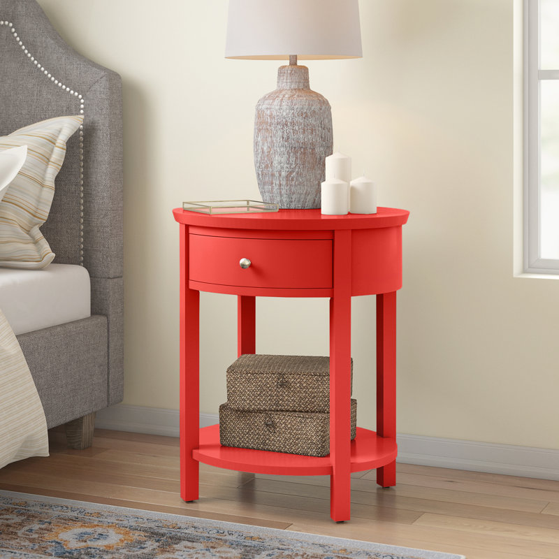 Table de bout avec rangement Zaheed, Rouge
