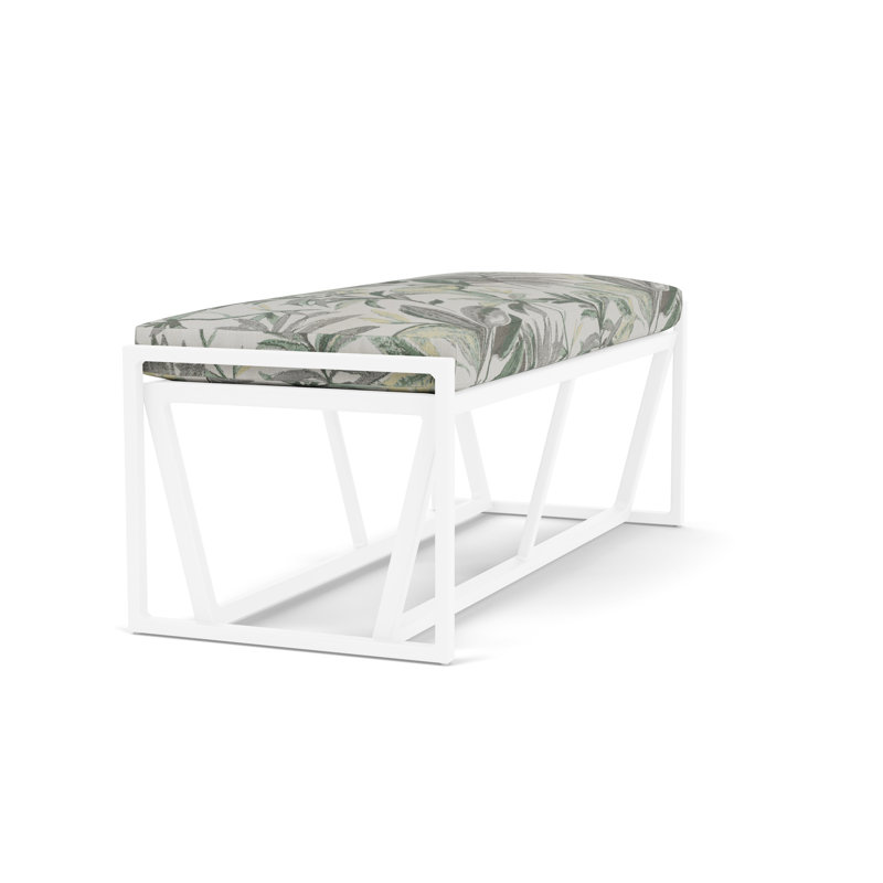 Summit Outdoor Dining Bench, White, Calidora Mist