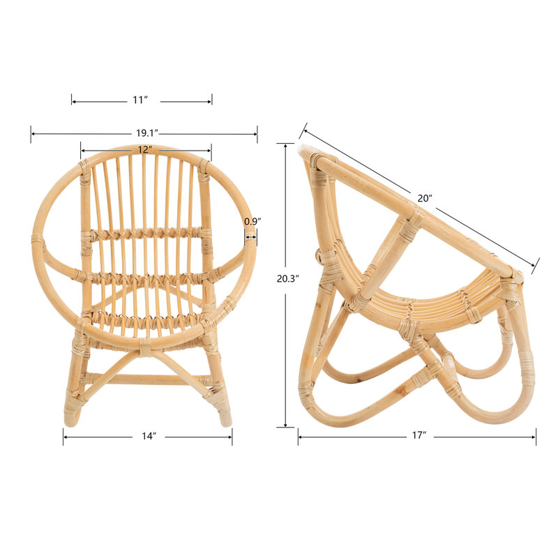 Ensemble 3 pièces de table et chaises en rotin