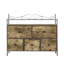 Ensemble de commode de chambre 3 pièces, commode de rangement 5 tiroirs gris rustique et 2 tables de chevet avec station de charge, ensemble de mobilier de chambre en bois et en métal pour chambre à coucher, salon