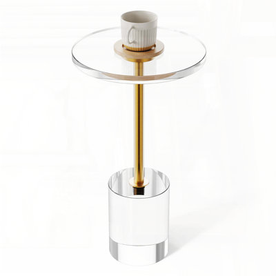 Table de bout en acrylique transparent avec base solide - ronde, hauteur 21,4 po