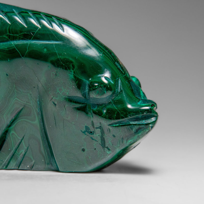 Genuine Polished Malachite Fish Carving (422.2 Grams)