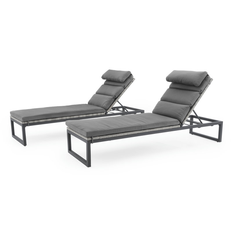 Milo Outdoor Chaise Lounge, Gray, Charcoal Grey Sunbrella®