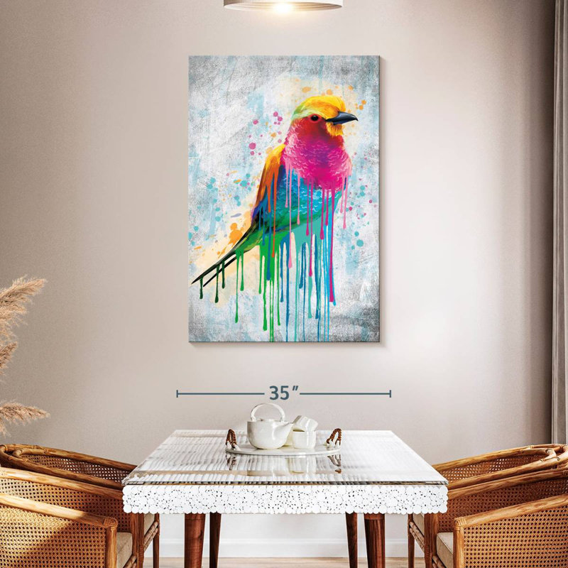Brampt Lilac-Breasted Roller Paint Drip, 48" H x 32" W