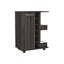 Chariot-bar espresso en carbone 32 po H, rangement pour armoire, 4 roulettes, 1 rangement divisé avec 1 tablette, 1 porte pliante, une division verticale centrale pour 6 bouteilles et 2 tablettes latérales avec façade en aluminium-132975005
