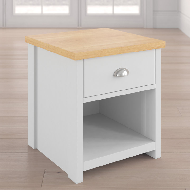 Kerry Sled End Table, Beige, Matt Grey