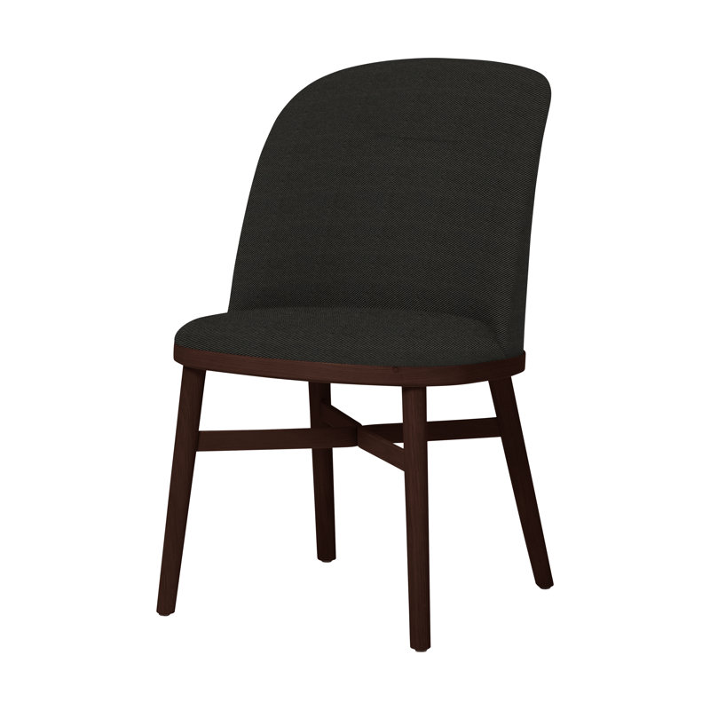 Bund 18'' H Upholstered Dining Chair, Dark Brown Oak, Milano Ivory 5020