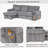 Upholstery Sleeper Sectional Sofa With Storage Bags And 2 Cup Holders