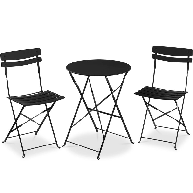 Folding Patio Bistro Set, Black