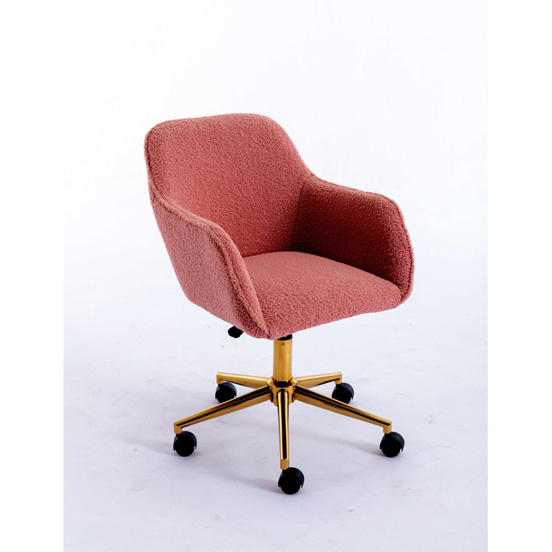 Lekayla Office Chair, Dark Pink Teddy