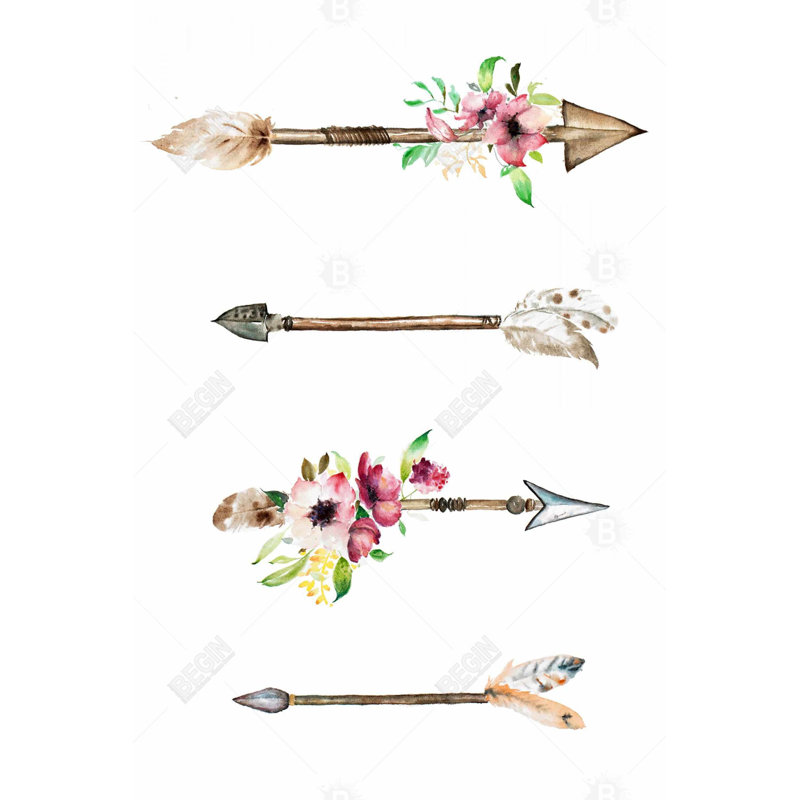 Flèches et fleurs - Art sur toile de salon bohémien