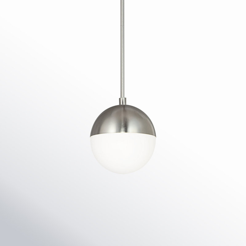 Luminaire suspendu sphère 1 lumière Kerfoot, Nickel, H 7 po x l 7 po x P 7 po
