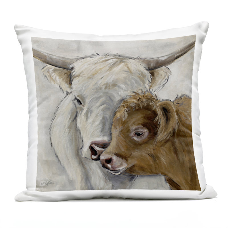 Coussin d'extérieur Highland Cow & Calf Contrast