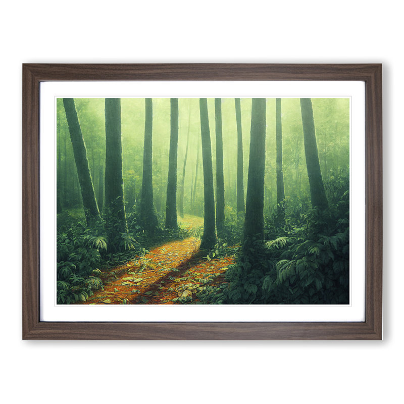 Stimulating Summer Forest - Framed Print, 25cm H x 34cm W x 2cm D, Walnut Framed