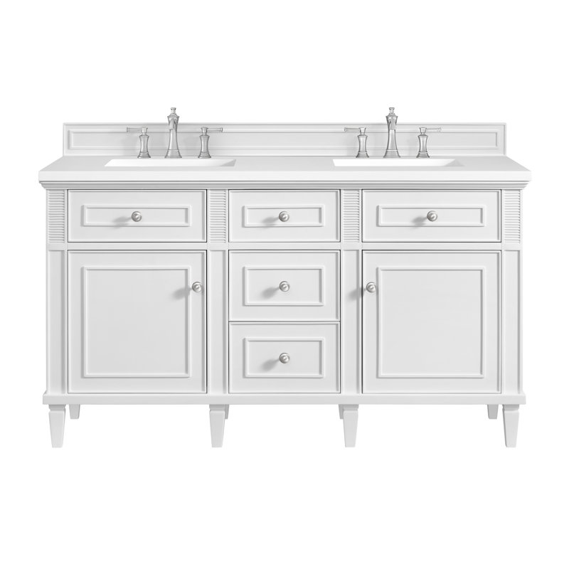 Lorelai 60'' W Double Vanity, White Zeus, Bright White, 8" Widespread