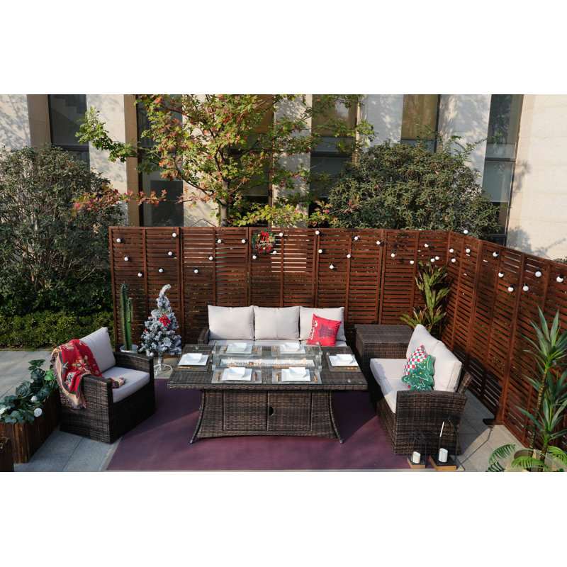 Wicker 6 - Person Patio Conversation Set with Cushions