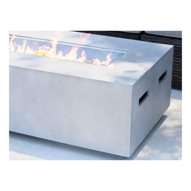 Concrete Propane Outdoor Fire Pit Table, Cream White