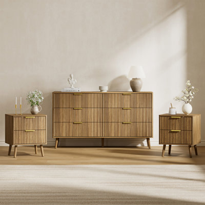 Ensemble de chambre à coucher 3 pièces (1 commode + 2 tables de chevet)