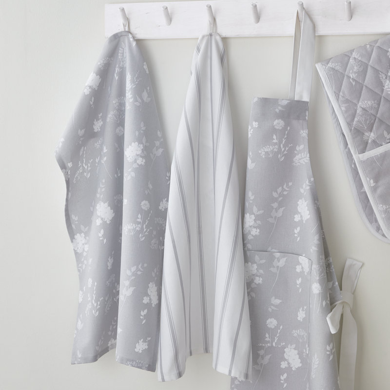Meadowsweet Floral Two Pack Tea Towels, Gray