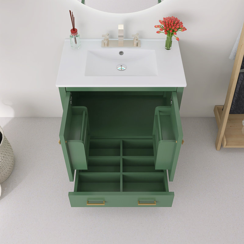 Meuble-lavabo vert 30 po avec lavabo simple
