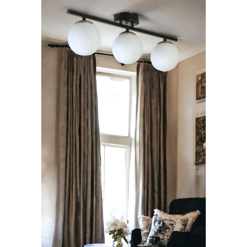 Chandle Flush Mount, Black/White