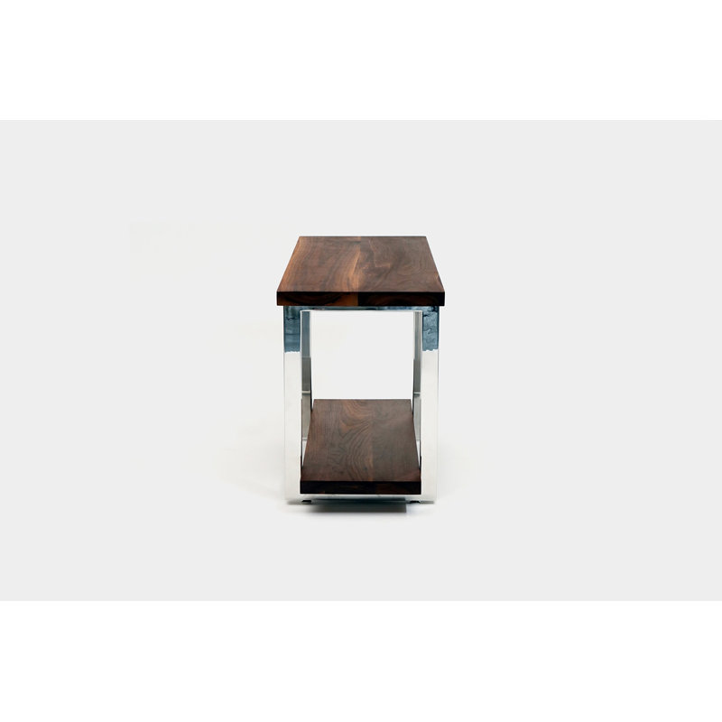 Gax Solid Wood Console Table, 30" H x 84" W x 18" D, Polished Stainless Steel