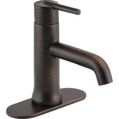 Trinsic Oil Rubbed Bronze Bathroom Faucet, Single Hole Bathroom Sink Faucet for Vanity, Metal Push-Pop Drain Assembly, Venetian Bronze