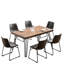 Industrial 7 Dining , Antique Grey - Rectangular Table, 6 Strong Chairs, Metal Legs, Tabletop With Brown Wood Grain , Faux Leather Chair Cushions Table And Firm Legs For Stability, Pattern, Seating