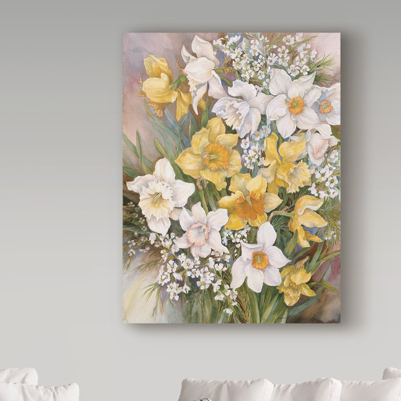 Yellow and White Daffodils Mid-Century Modern Canvas Art
